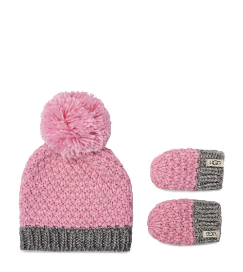 UGG Knit Hat And Mitten Set in Seashell Pink