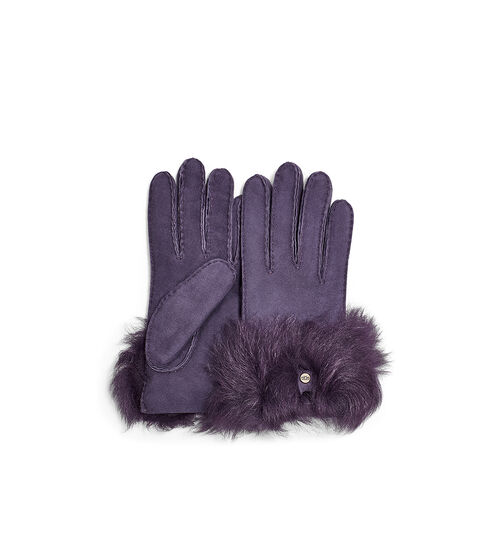 UGG Women's Long Pile Bow Glove in Nightshade, Size Medium, Shearling