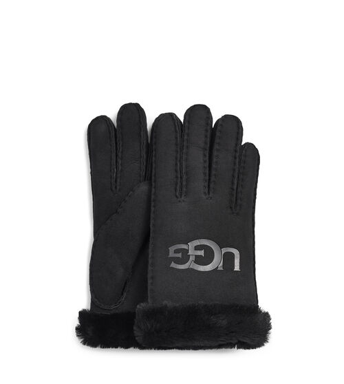 UGG Women's Sheepskin Logo Glove in Black, Size Large, Shearling