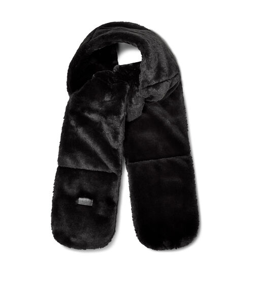 UGG Women's Oblong Scarf in Black, Faux Fur