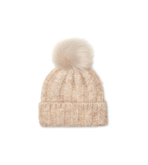 UGG Women's Boucle Knit Cuff Pom Hat in Oatmeal
