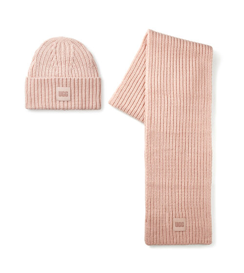 UGG Women's Chunky Rib Knit Set in Pink Cloud
