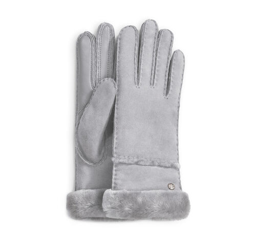 UGG Women's Seamed Tech Glove in Light Grey, Size Large, Shearling