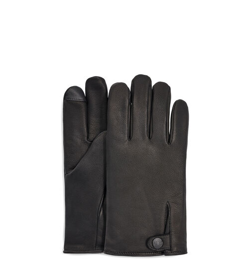 UGG Men's Tabbed Splice Leather Glove in Black, Size XL