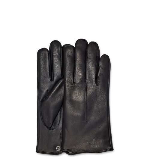UGG M Leather Single Point Glove Bx in Black, Size Large