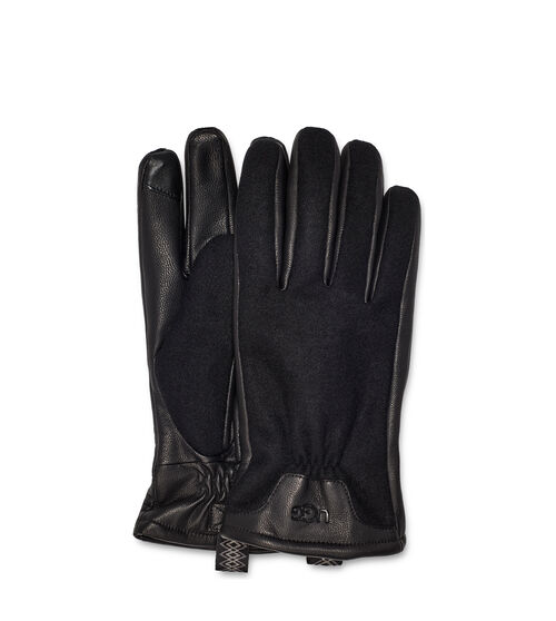 UGG M Wool And Leather Tech Glove Bx in Black, Size Large