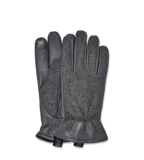 UGG M Wool And Leather Tech Glove Bx in Metal, Size Large