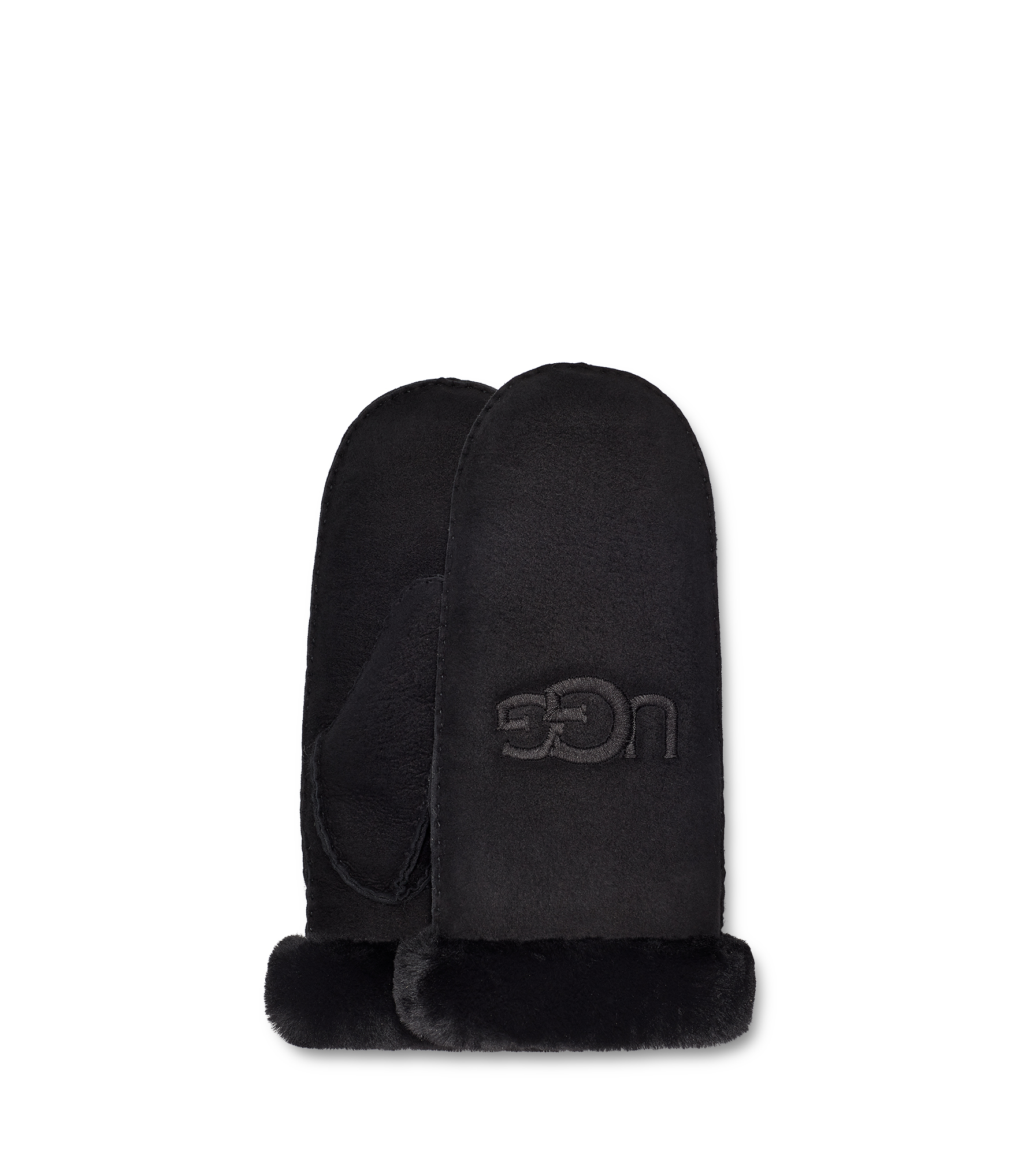 UGG® Sheepskin Embroidered Mitten for Women in Black, Size L/XL, Shearling