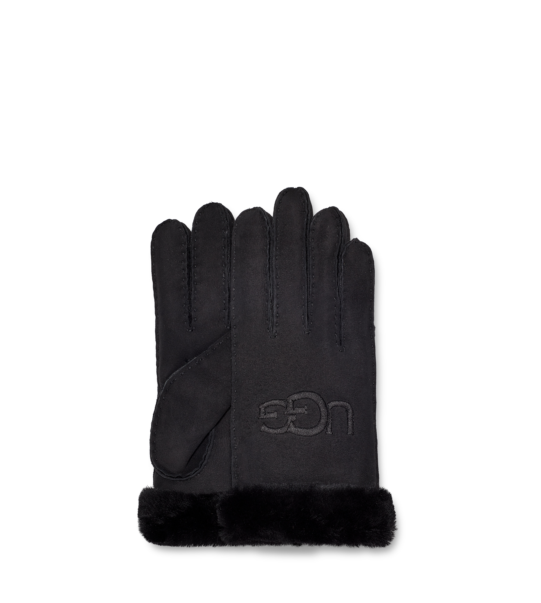 UGG® Sheepskin Embroidered Glove for Women in Black, Size Large, Shearling