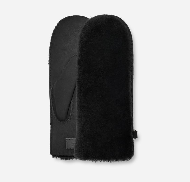 UGG® Exposed Sheepskin Mitten in Black, Size L/XL, Shearling