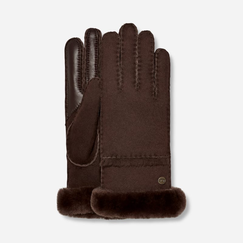 UGG® Seamed Tech Glove for Women in Brown, Size Large, Shearling