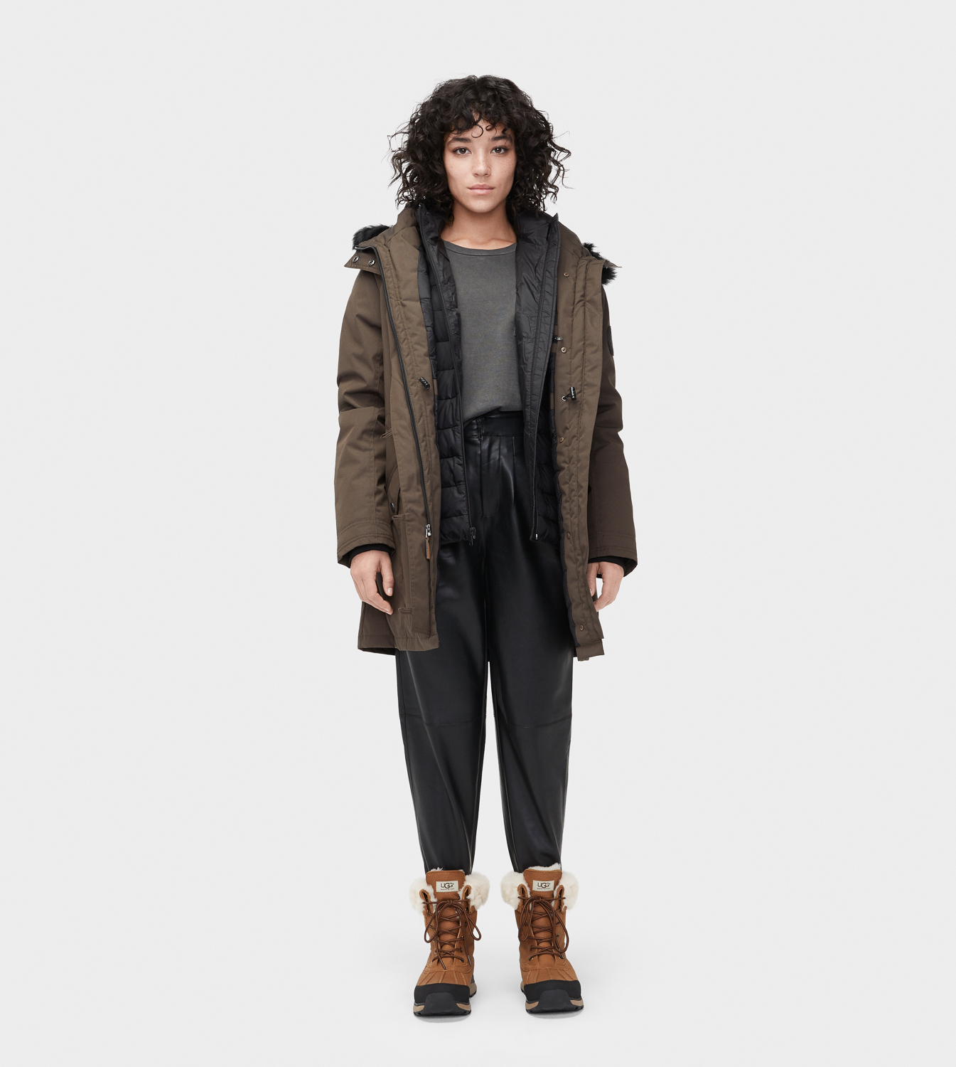 UGG Adirondack Parka for Women in Dark Olive, Size Medium, Polyester