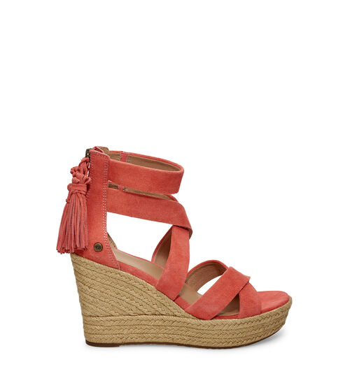 UGG Women's Raquel Platform in Vibrant Coral, Size 3, Suede