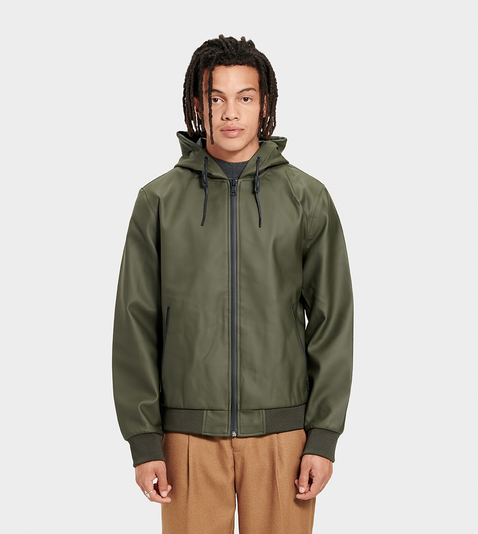 UGG Diego Rubberized Hoodie for Men in Green, Size Medium, Faux Leather