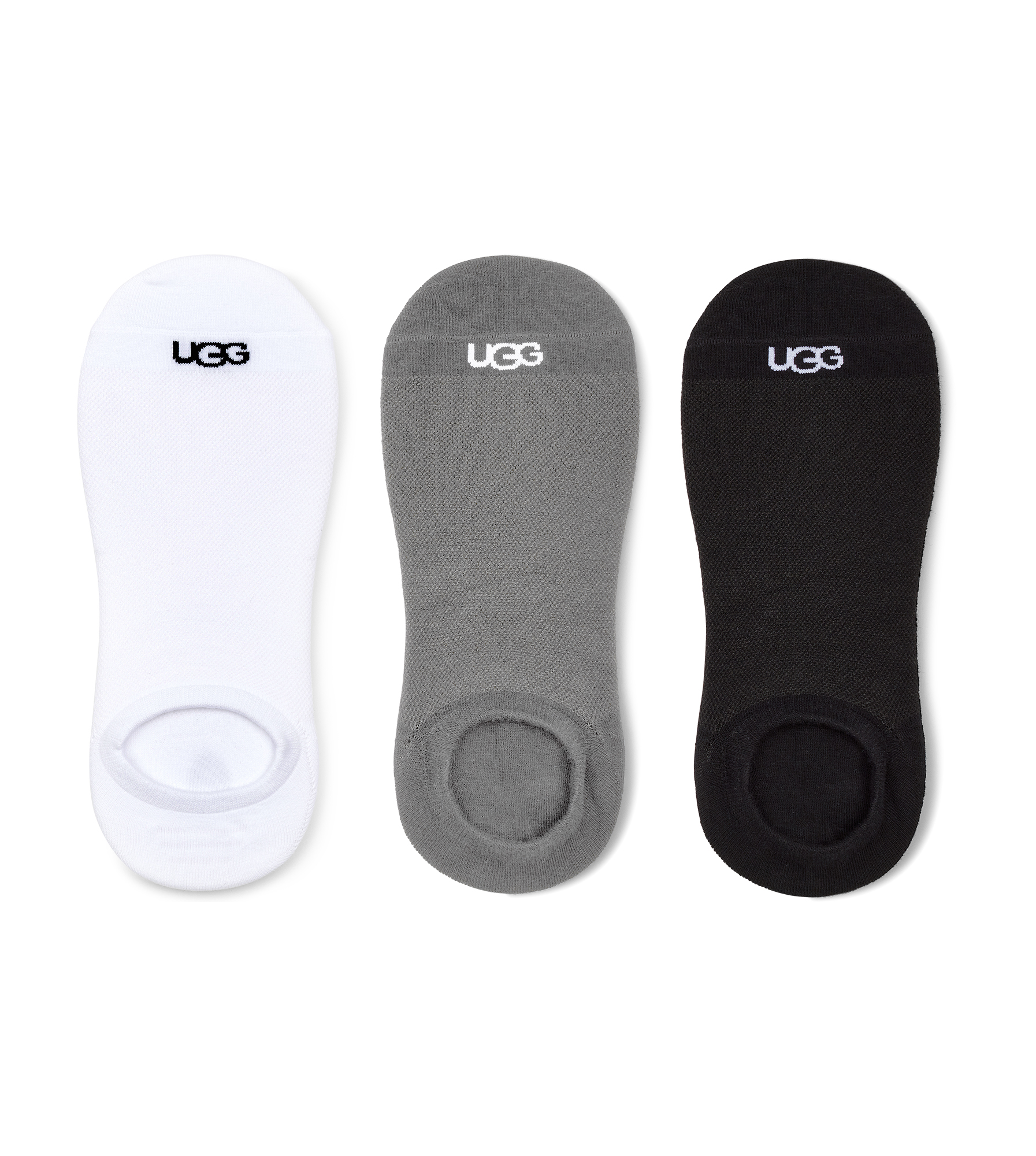 UGG Oliver No Show 3 Pack Socks for Men in White/Grey/Black, Size L/XL