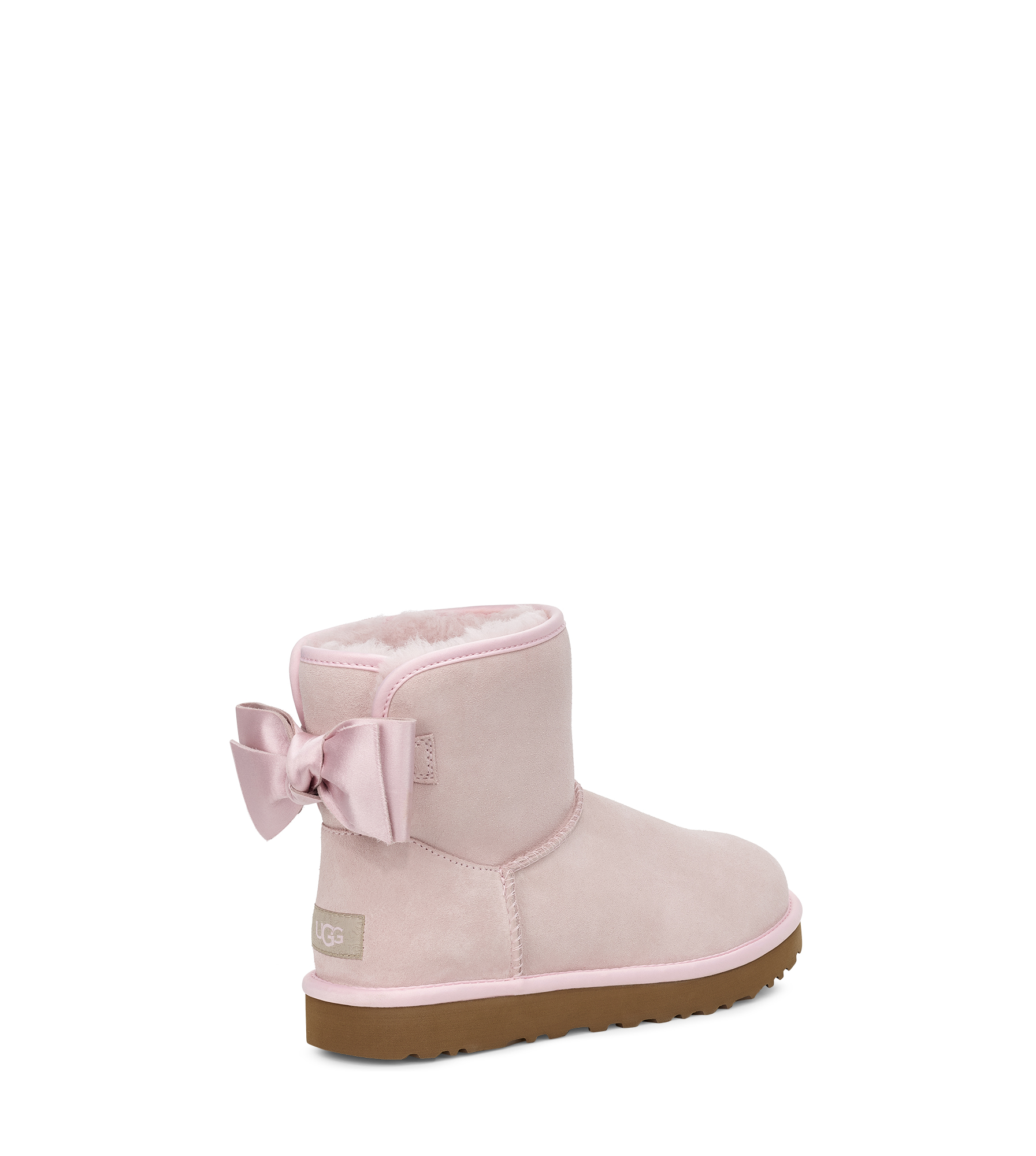 UGG Satin Bow Mini Classic Boot for Women in Pink, Size 4, Shearling