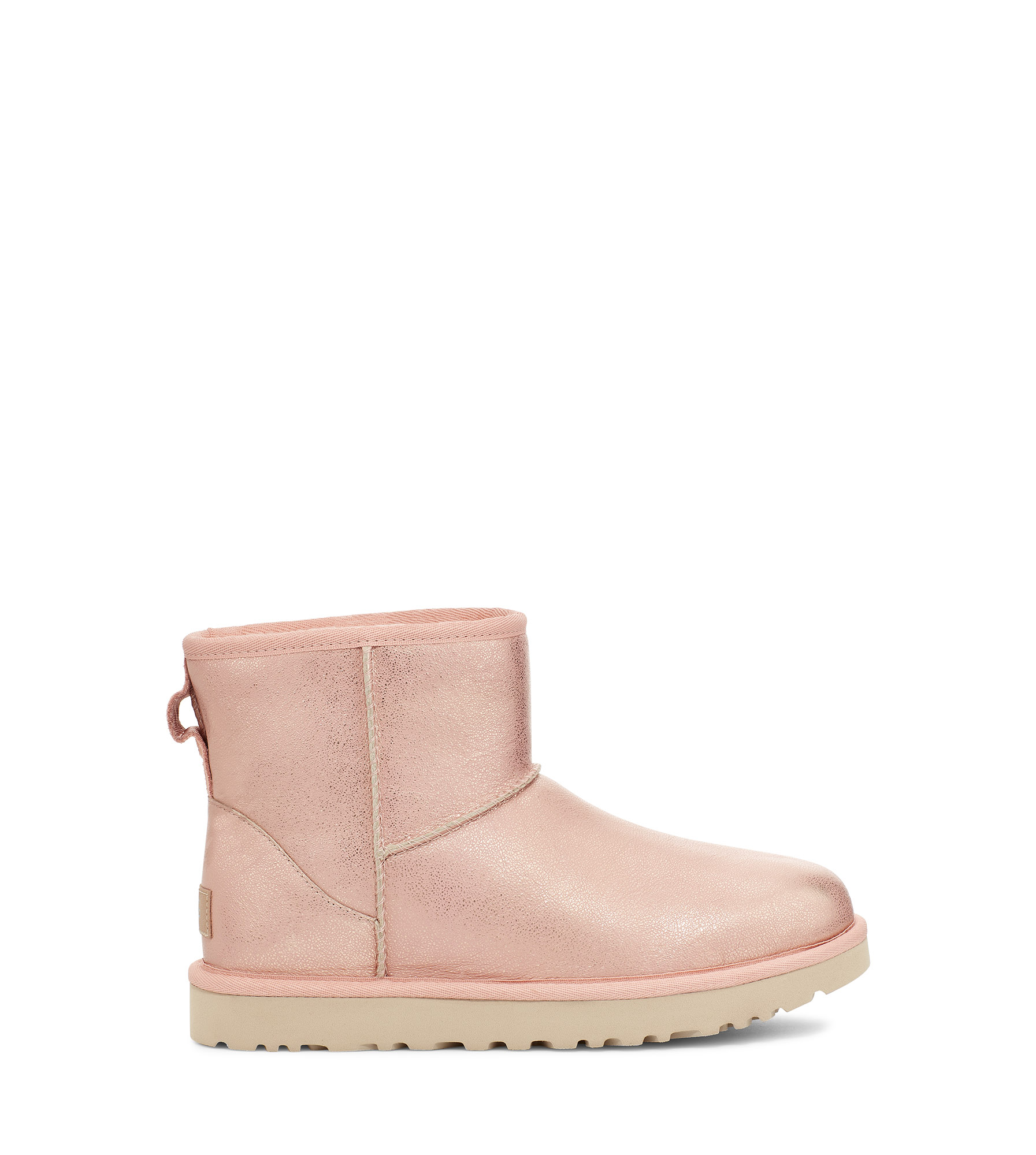 UGG Classic Mini II Iridescent Boot for Women in Rose Gold, Size 8, Shearling