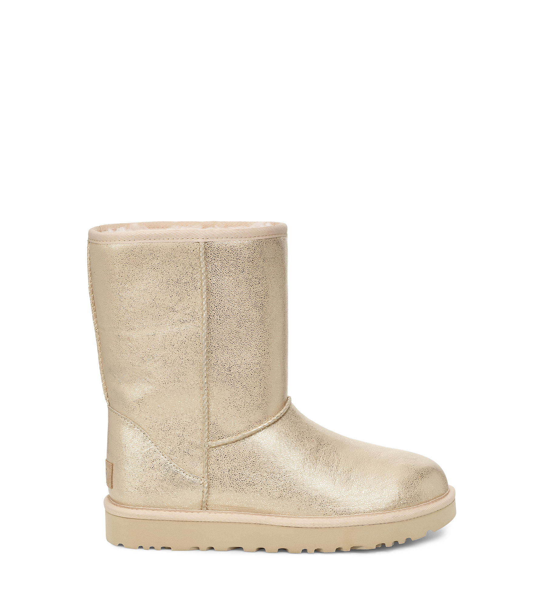 UGG Classic Short II Iridescent Boot for Women in Gold, Size 3, Shearling