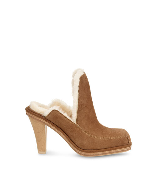 UGG Court Heel Mules in Chestnut/Natural, Size 5