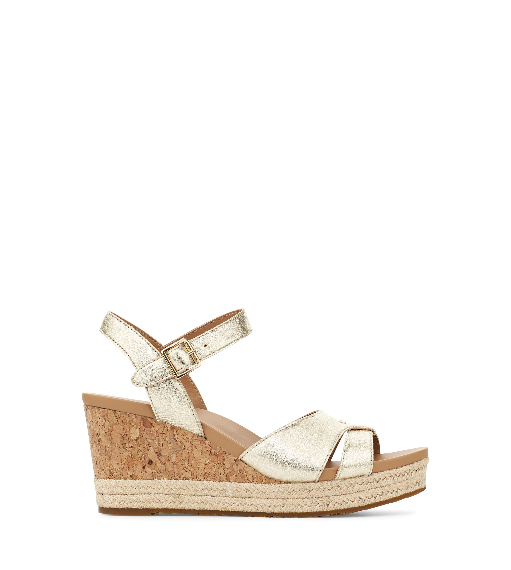 UGG Cloverdale Wedge for Women in Gold, Size 6, Leather