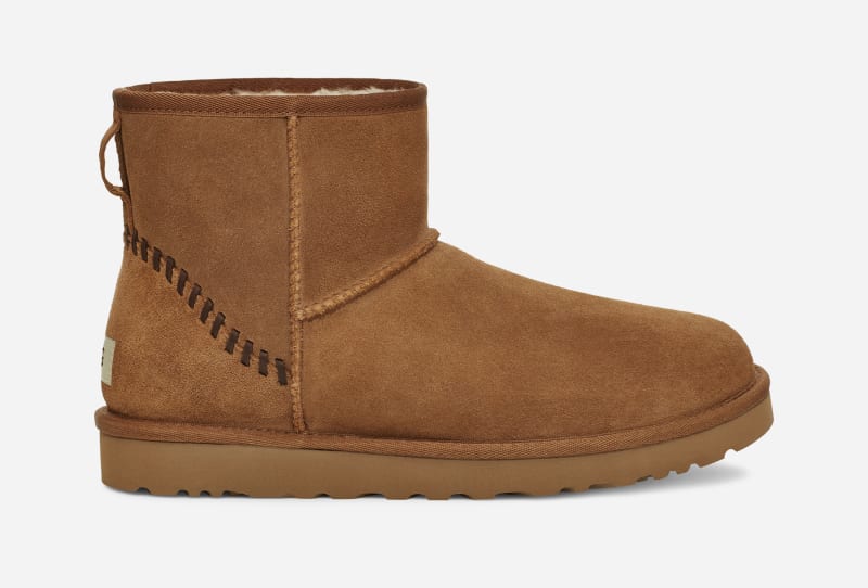 UGG® Classic Mini Deco Suede Boot for Men in Brown, Size 8, Leather