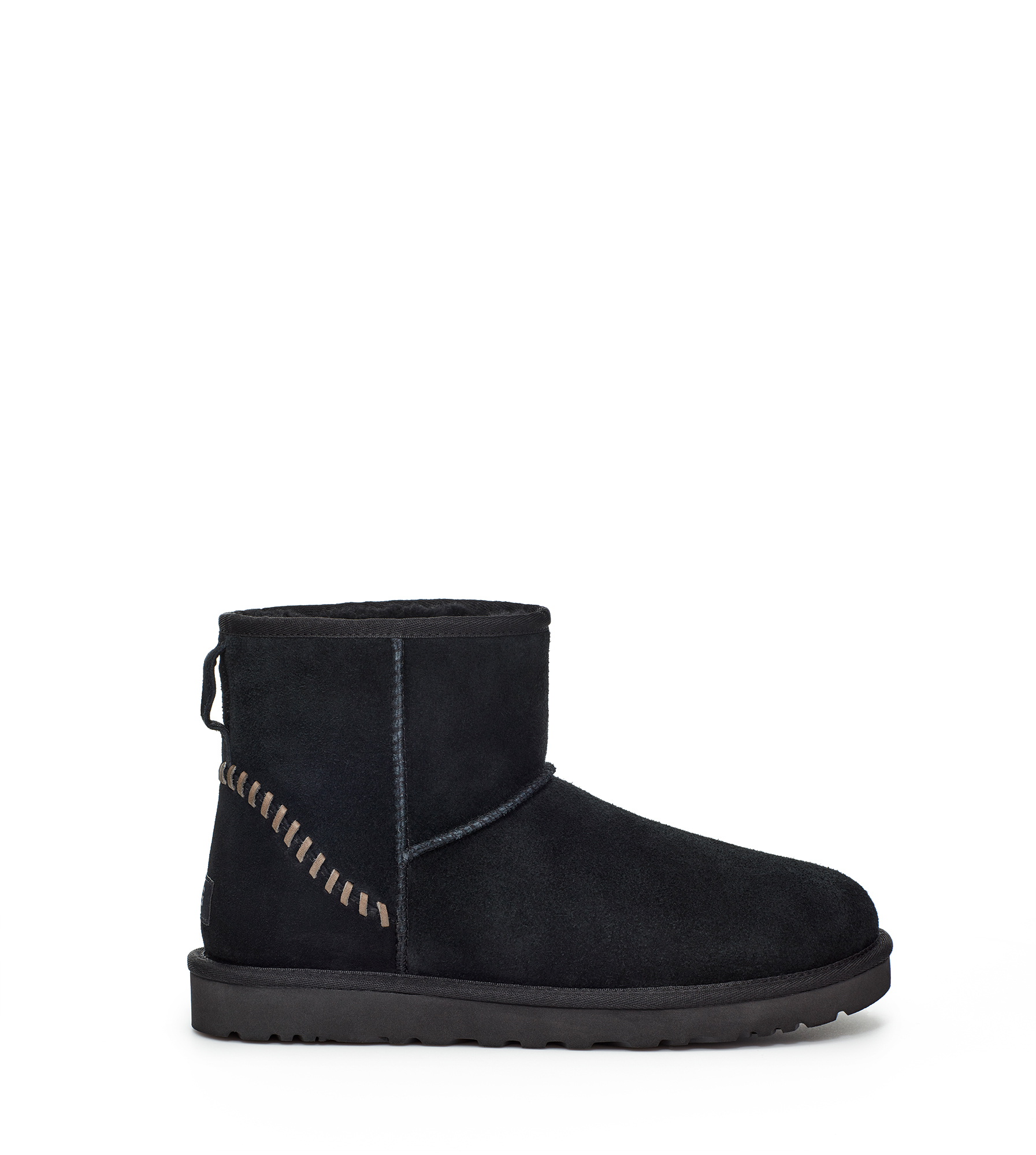 UGG® Classic Mini Deco Suede Boot for Men in Black, Size 6, Leather