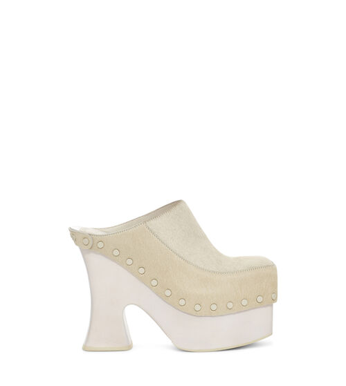 UGG Women's X Eckhaus Latta Boogie Platform in Bone White, Size 5, Suede