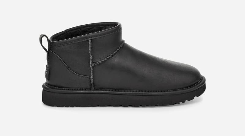 UGG® Classic Ultra Mini for Women in Black, Size 10, Leather/Wool