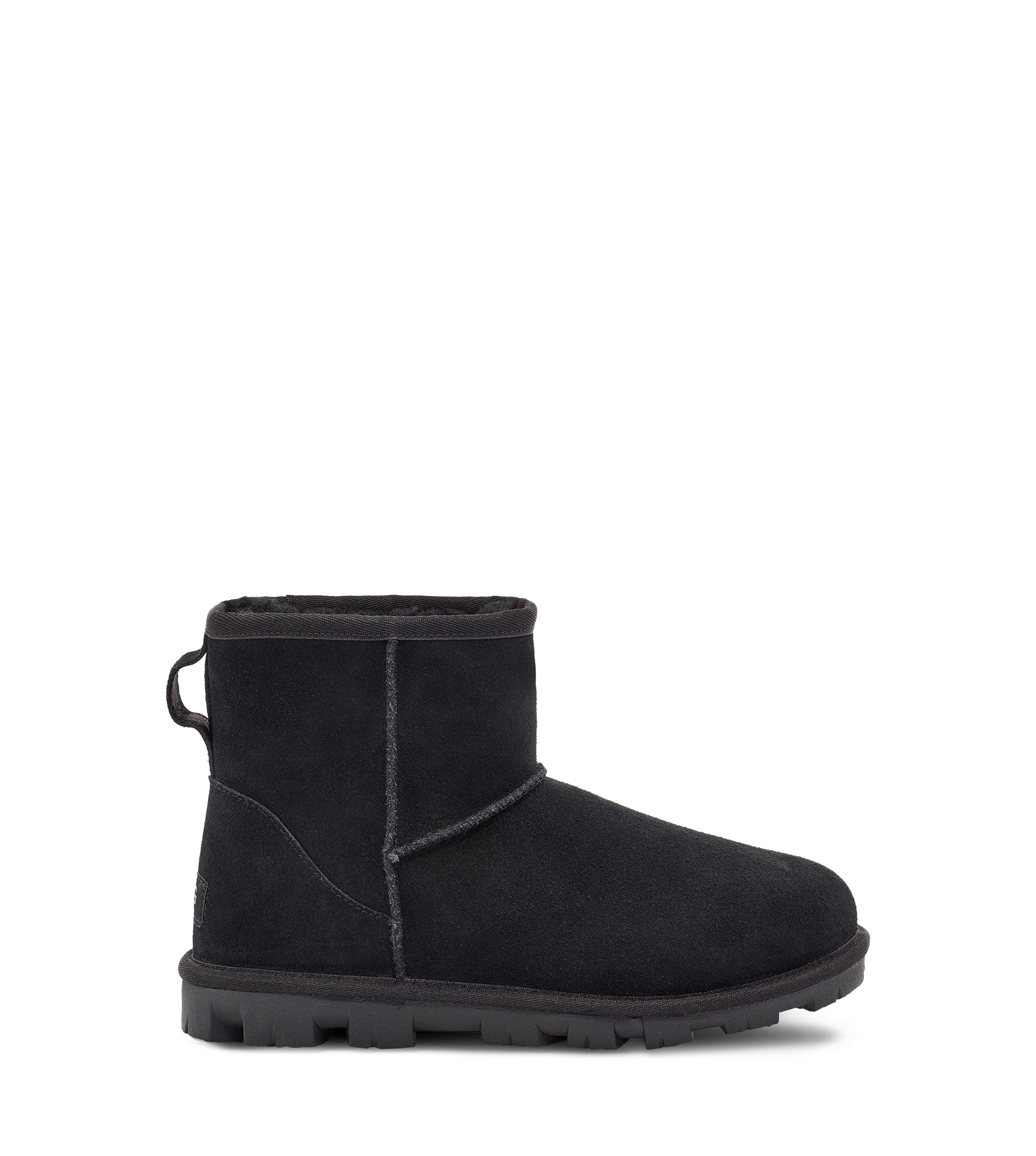 UGG® Essential Mini Boot for Women in Black, Size 3, Suede/Polyester/Wool