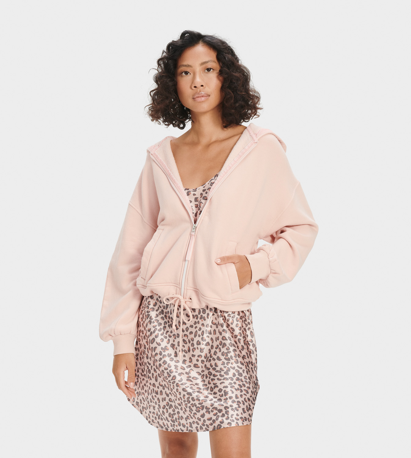 UGG Abbi Half Moon Sleeve Hoodie for Women in Rosewater, Size XS, Modal