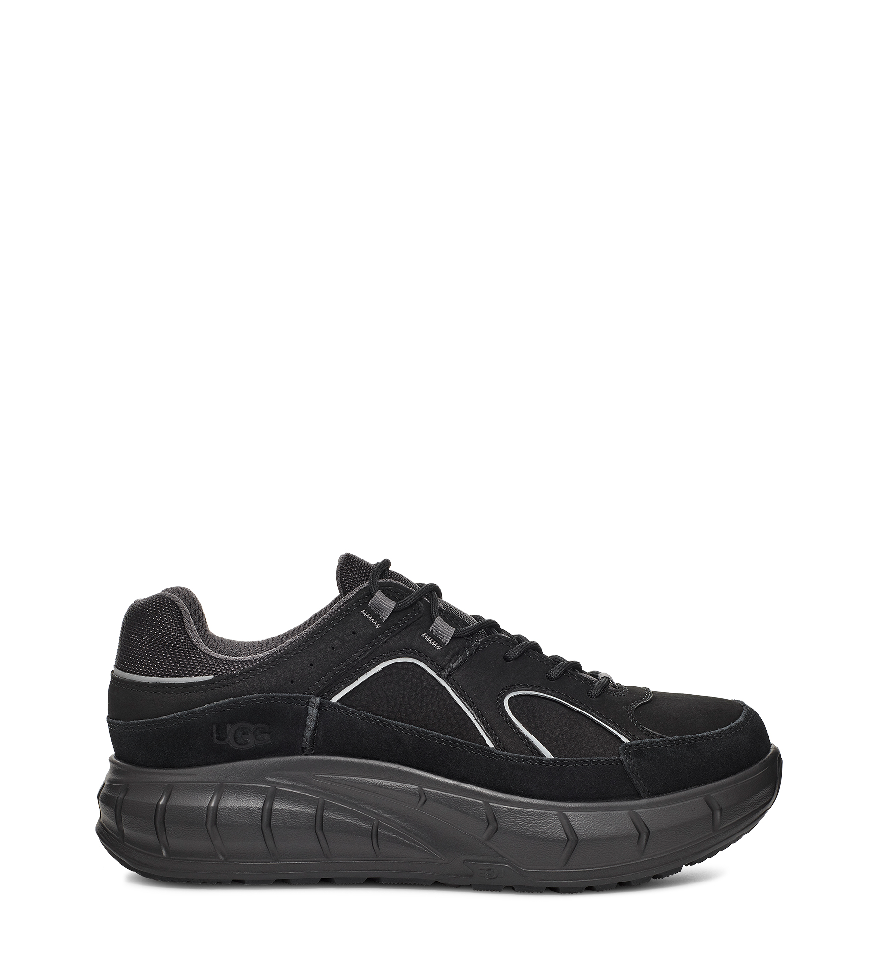 UGG Westsider Low Weather Trainer for Men in Black/Dark Grey Nubuck, Size 9