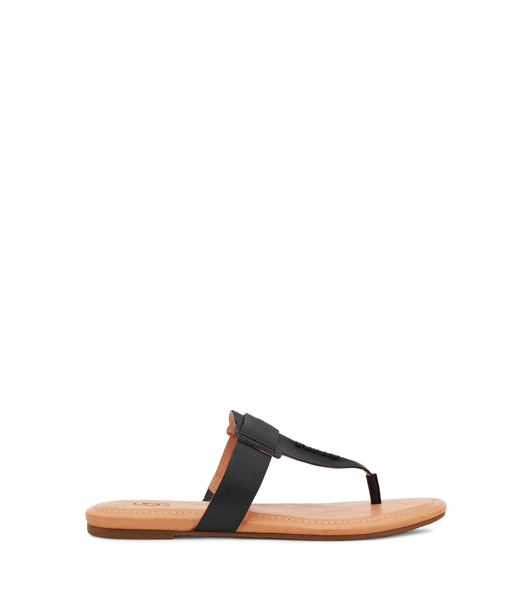 UGG Gaila Flip Flop for Women in Black Leather, Size 3