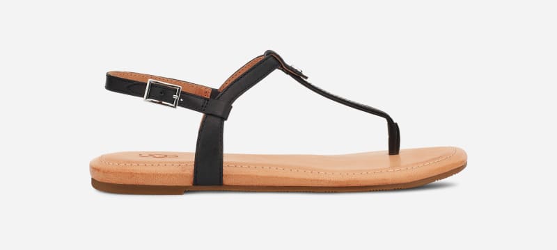 UGG® Madeena Flip Flop for Women in Black, Size 3, Leather