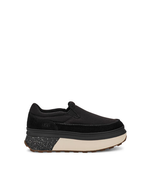 UGG Women's Marin Platform Slip On in Black Canvas, Size 3, Suede