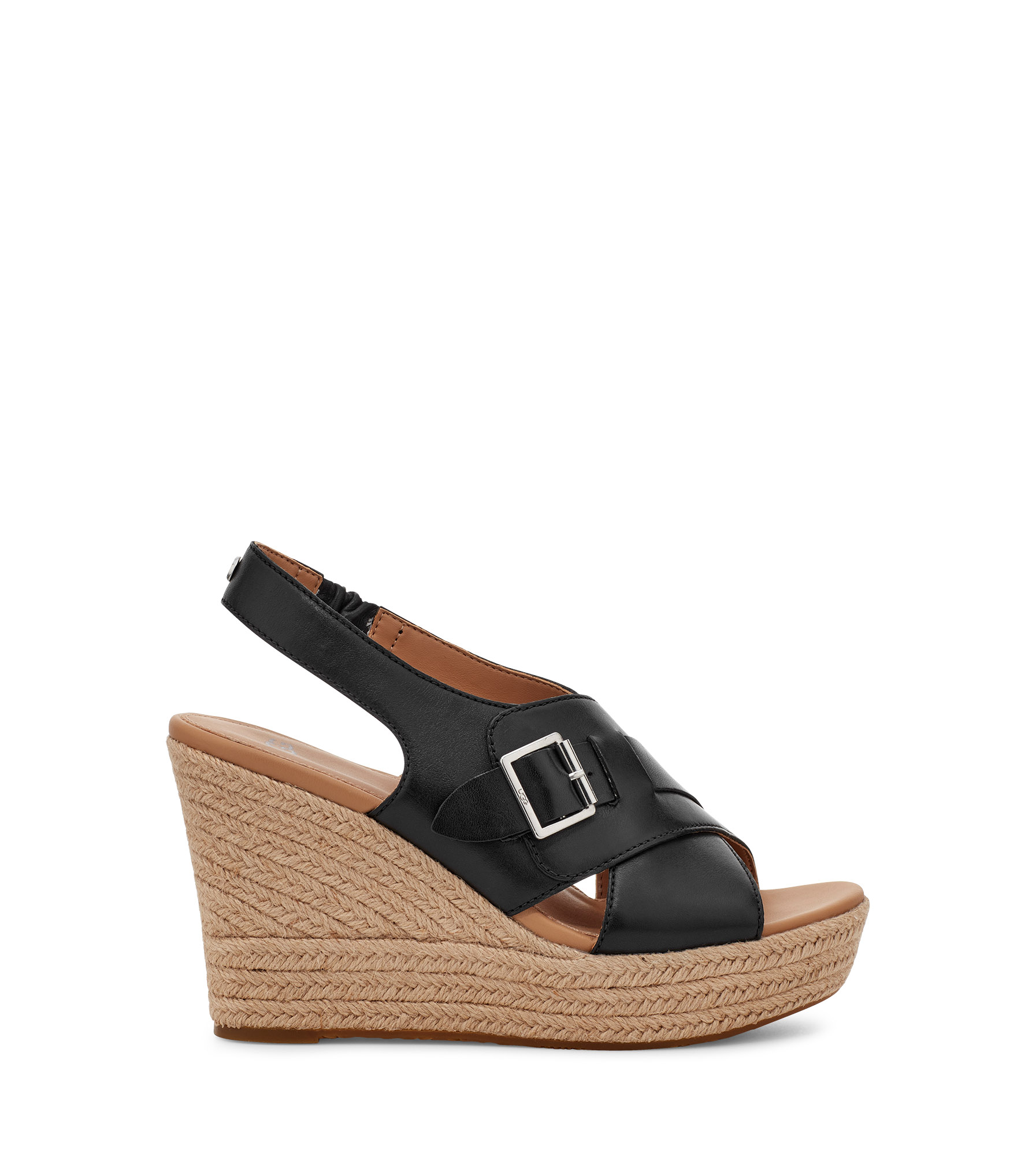 UGG Claudeene Wedge for Women in Black Leather, Size 6