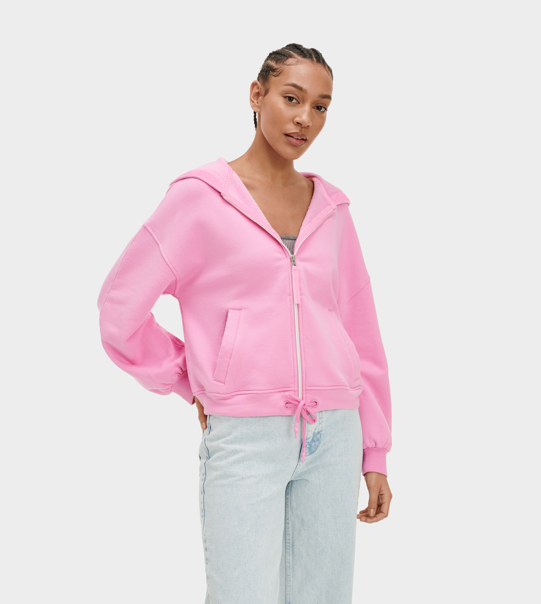 UGG Abbi Half Moon Sleeve Hoodie for Women in Chiffon Pink, Size Large, Modal