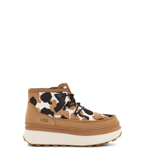UGG Women's Marin Cow Print Bootie in Chestnut, Size 3