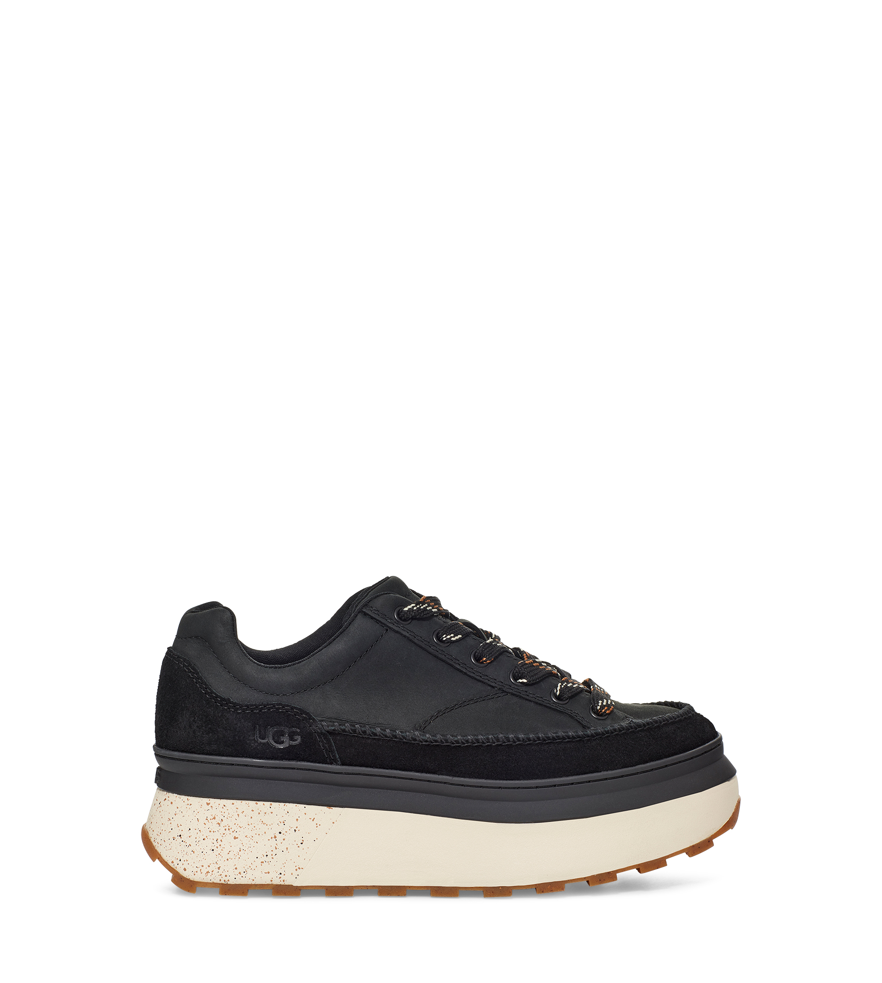 UGG Marin Lace Trainer for Women in Black Leather, Size 6