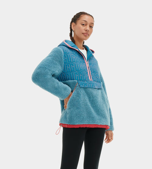 UGG Women's Iggy Sherpa Half Zip Pullover, Size Large