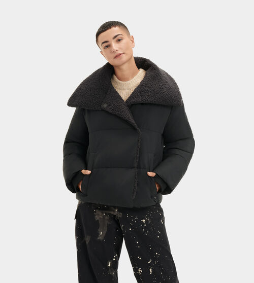 UGG Patricia Sherpa Lined Puffer for Women in Black, Size Large