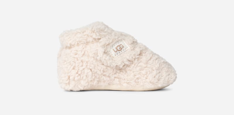 UGG® Bixbee Bootie for Kids in Natural Curly Faux Fur, Size 4, Fleece/Recycled Materials/Polyester