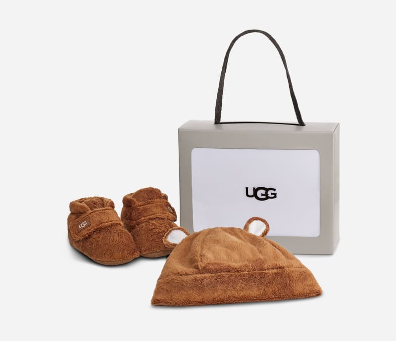 UGG Bixbee Boot and Beanie for Kids in Brown, Size 2, Textile