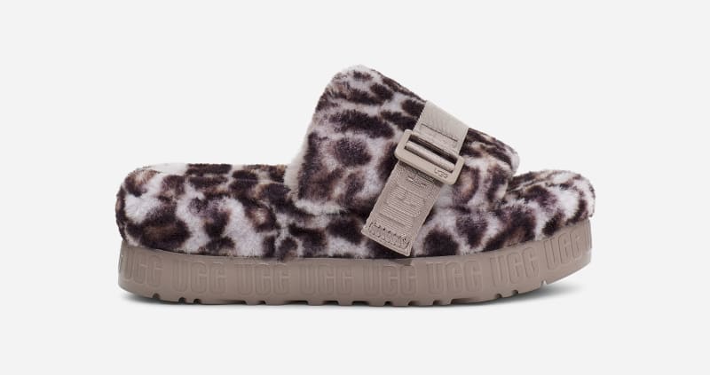 UGG® Fluffita Panther Print Slide for Women in Grey, Size 8