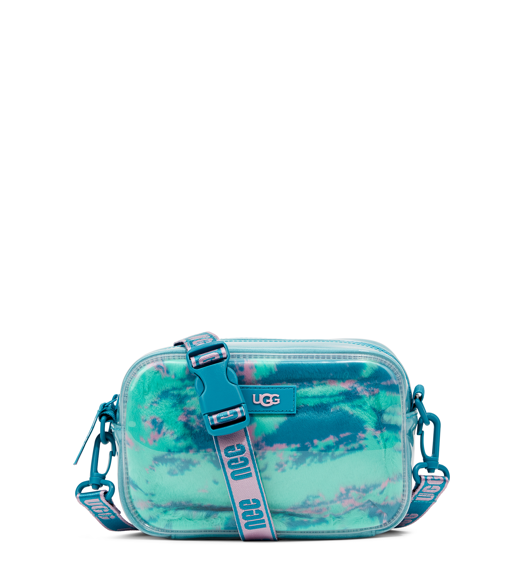 UGG Janey II Clear Faux Fur Bag for Women in Aquatic Blue Marble, Size O/S