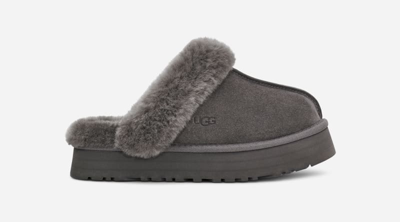 UGG® Disquette Slipper for Women in Grey, Size 6, Suede/Polyester