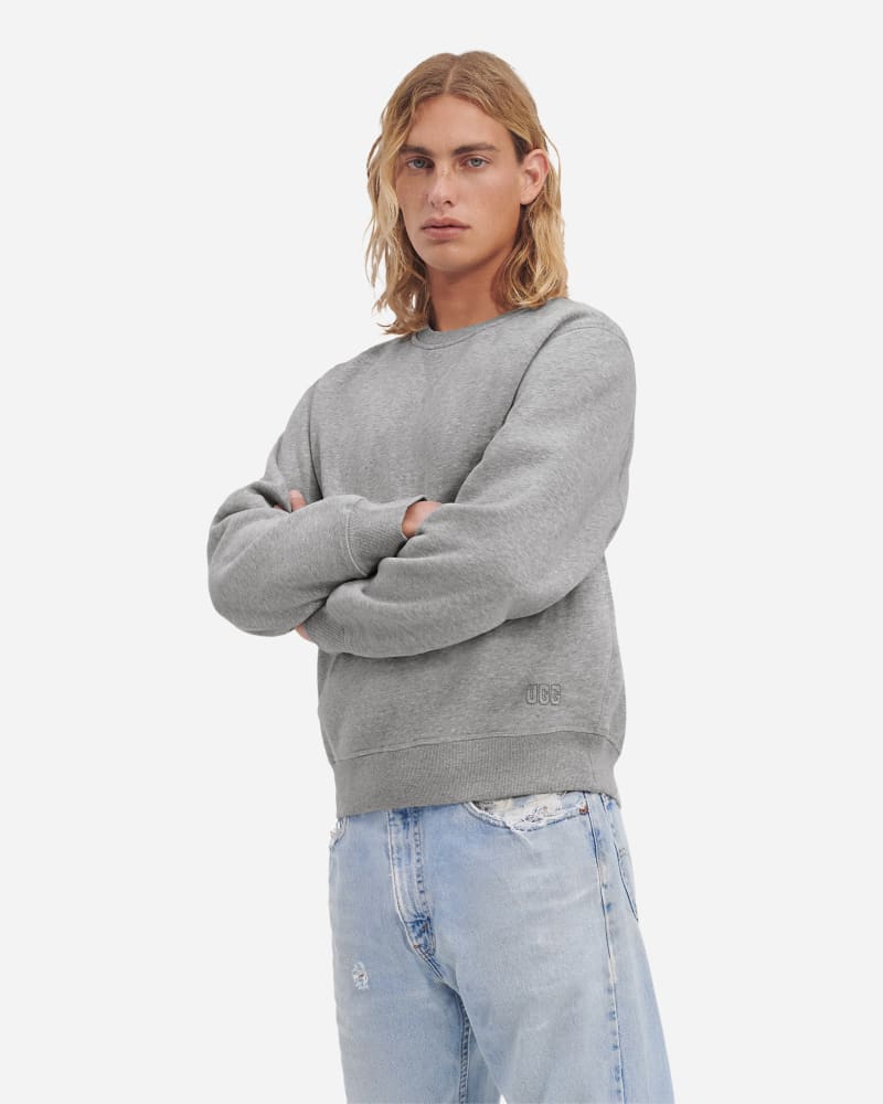 UGG Topher Crewneck Fleece Top for Men in Grey, Size Medium, Cotton Blend