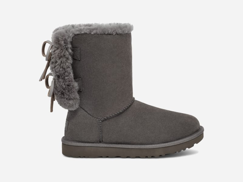 UGG® Classic Double Bow Short Boot in Grey, Size 3