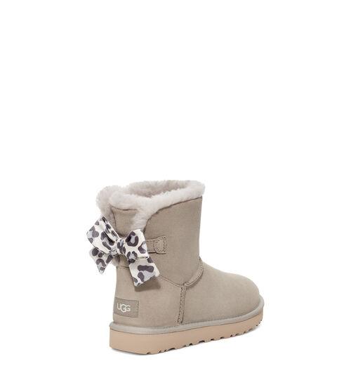 UGG Women's Mini Bailey Bow Velvet Leopard in Goat, Size 3