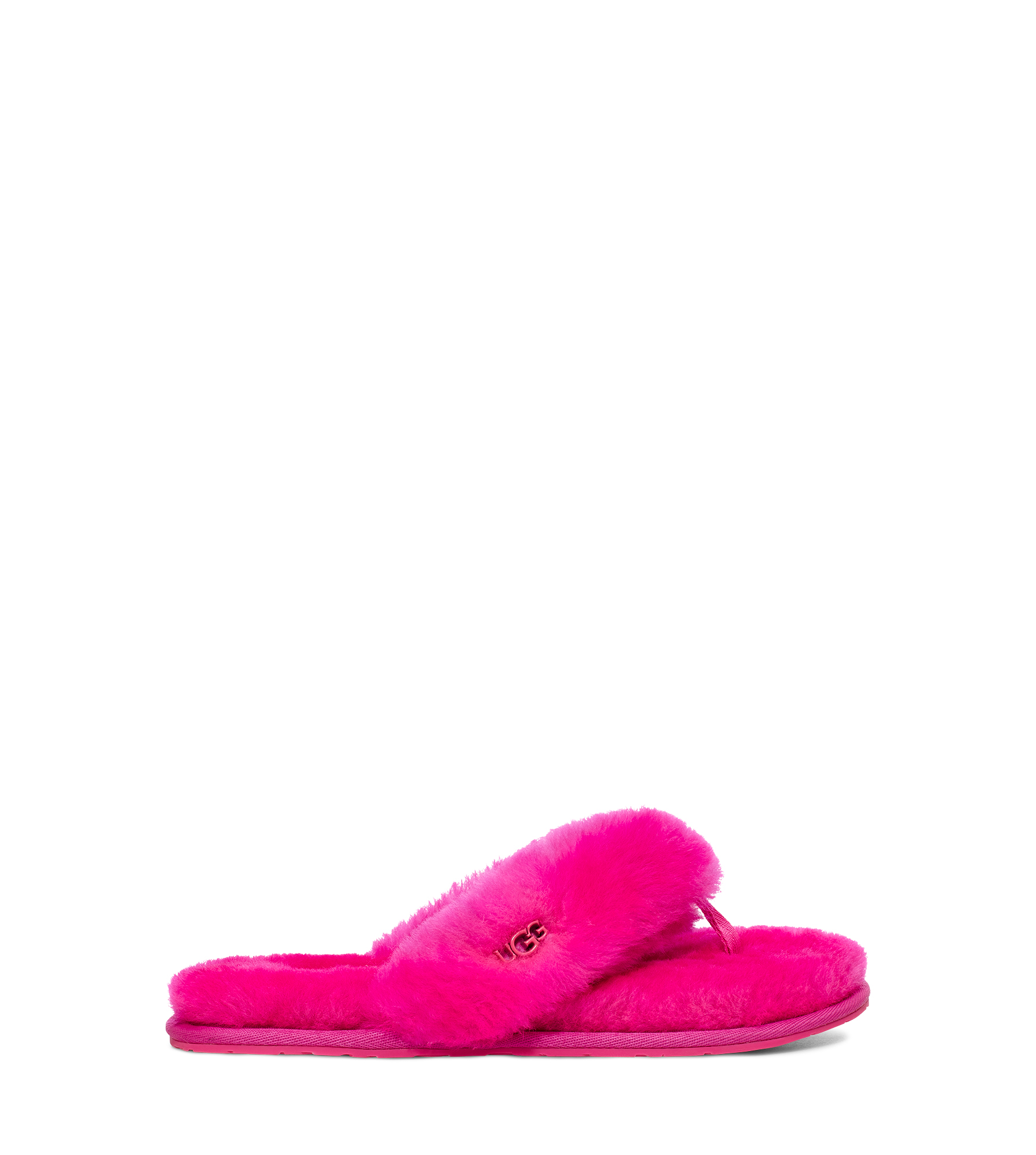 UGG Fluff Flip Flop Logo in Rock Rose, Size 3