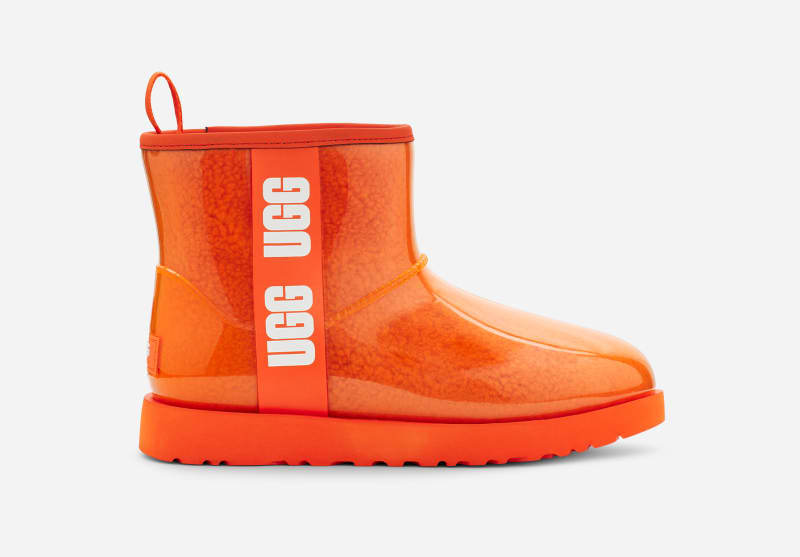 UGG® Classic Clear Mini Boot for Women in Orange Soda, Size 5, Faux Fur